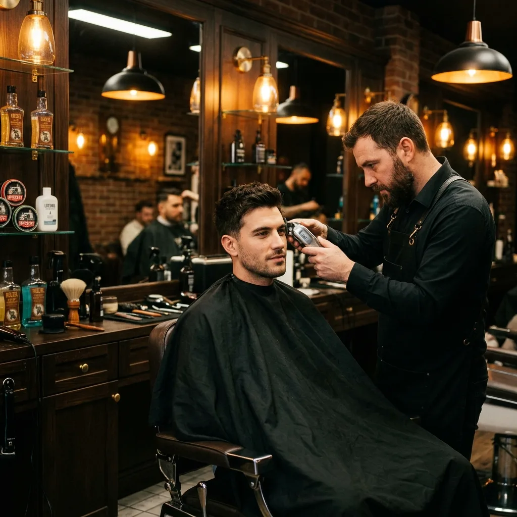 Mobile barber cutting hair